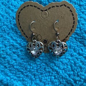 Brighton Silver Heart Earrings with Crystal Details